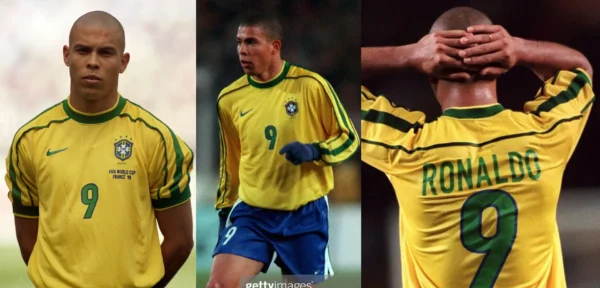Brazil jersey 1998 #9 RONALDO World Cup LS