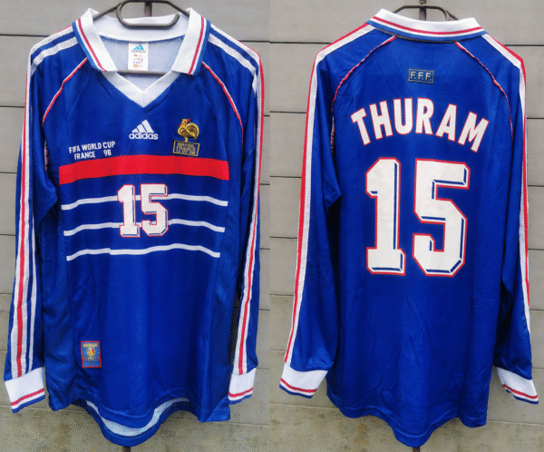 fra1998thuram1 France jersey 1998 #15 THURAM World Cup Final LS